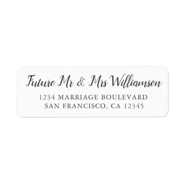 Future Mr Mrs Black White Wedding Return Address Label (Front)