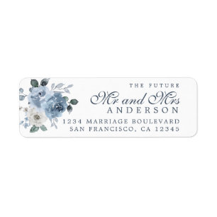 Future Mr Mrs Blue Ivory Floral Return Addres Label