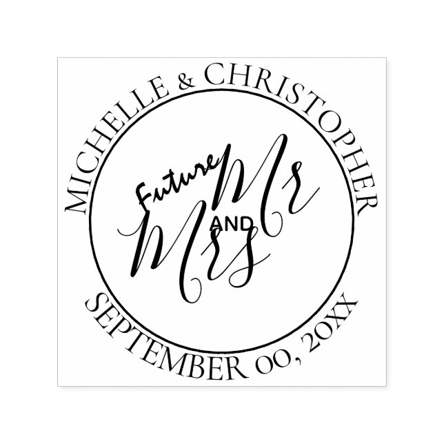 Future Mr & Mrs bridal chic save the date Self-inking Stamp (Design)