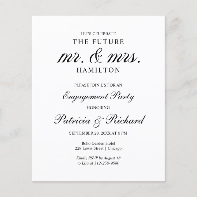 Future Mr & Mrs Budget Engagement Party Invitation (Front)