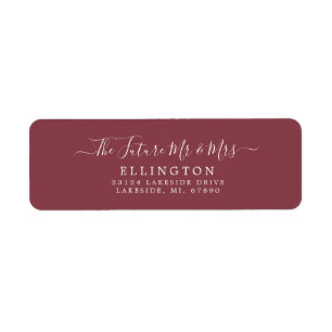 Future Mr & Mrs Burgundy Wedding Return Address Label