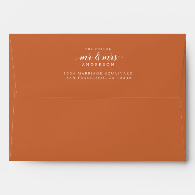 Future Mr Mrs Burnt Orange Return Address Envelope (Back (Top Flap))