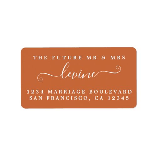 Future Mr Mrs Burnt Orange Wedding Return Address Label