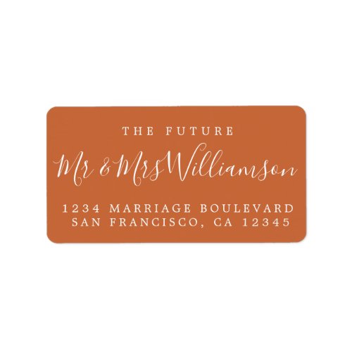 Future Mr Mrs Burnt Orange Wedding Return Address Label