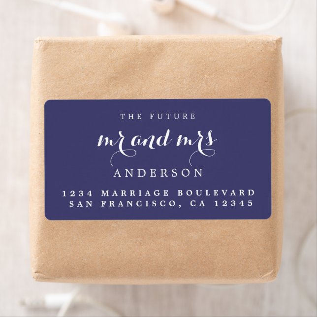 Future Mr Mrs Chic Script Wedding Return Address Label (Insitu)