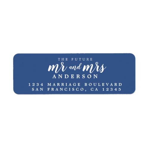 Future Mr Mrs Classic Blue Wedding Return Address Label