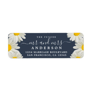 Future Mr Mrs Daisies Blue Wedding Return Address Label
