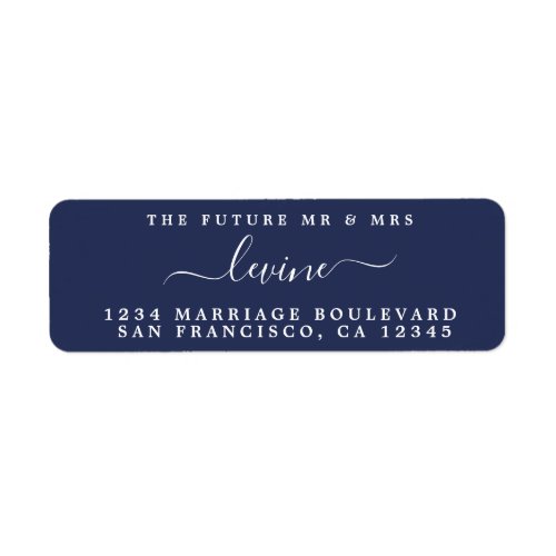 Future Mr Mrs Dark Blue Wedding Return Address Label