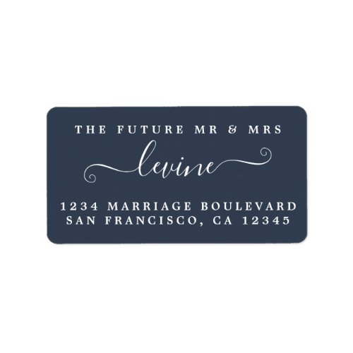 Future Mr Mrs Dark Blue Wedding Return Address Label