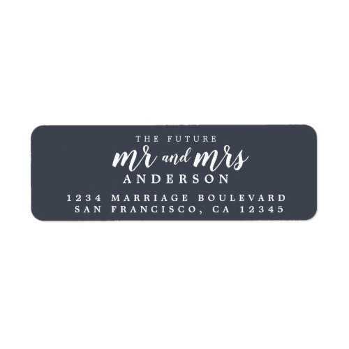 Future Mr Mrs Dark Blue Wedding Return Address Label