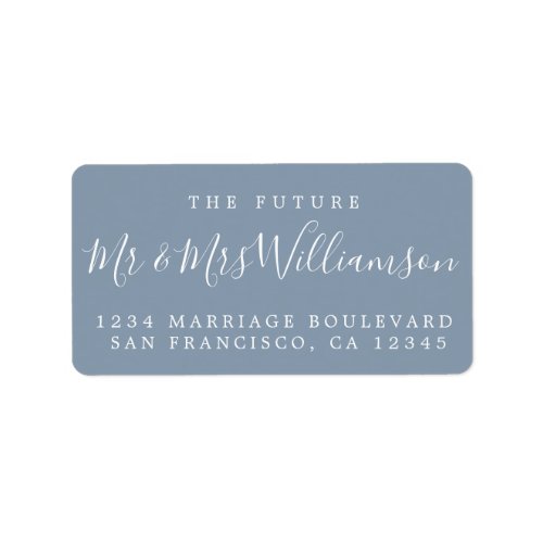 Future Mr Mrs Dusty Blue Wedding Return Address Label