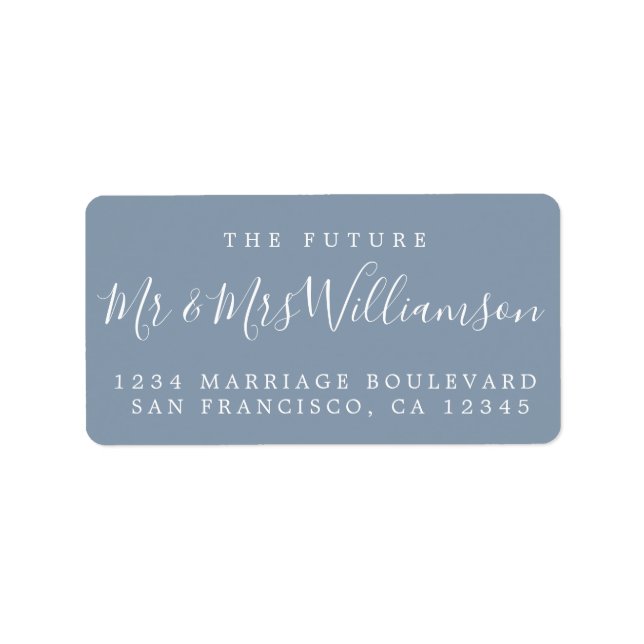 Future Mr Mrs Dusty Blue Wedding Return Address Label (Front)
