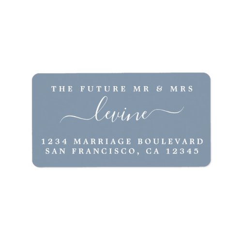 Future Mr Mrs Dusty Blue Wedding Return Address Label