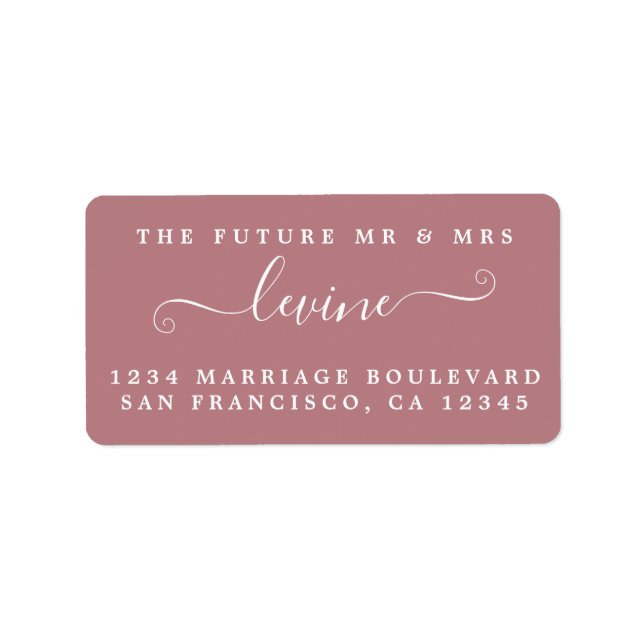 Future Mr Mrs Dusty Rose Wedding Return Address Label (Front)