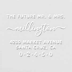 Future Mr & Mrs Elegant Script Name Return Address Embosser