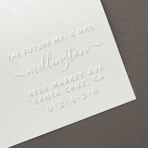 Future Mr  Mrs Elegant Script Name Return Address Embosser