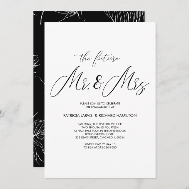 Future Mr. & Mrs. Engagement Party Chic Script Invitation (Front/Back)