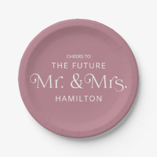 Future Mr & Mrs Engagement Party Dusty Pink Paper Plates