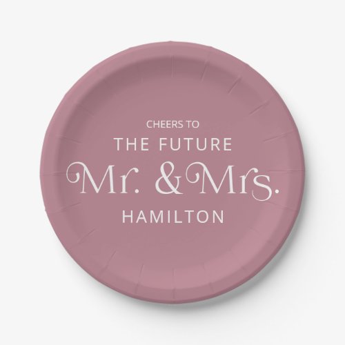 Future Mr  Mrs Engagement Party Dusty Pink Paper Plates
