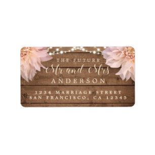 Future Mr Mrs Floral Wood Lights Wedding Address L Label
