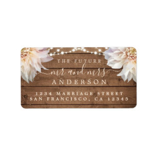 Future Mr Mrs Floral Wood Lights Wedding Address L Label