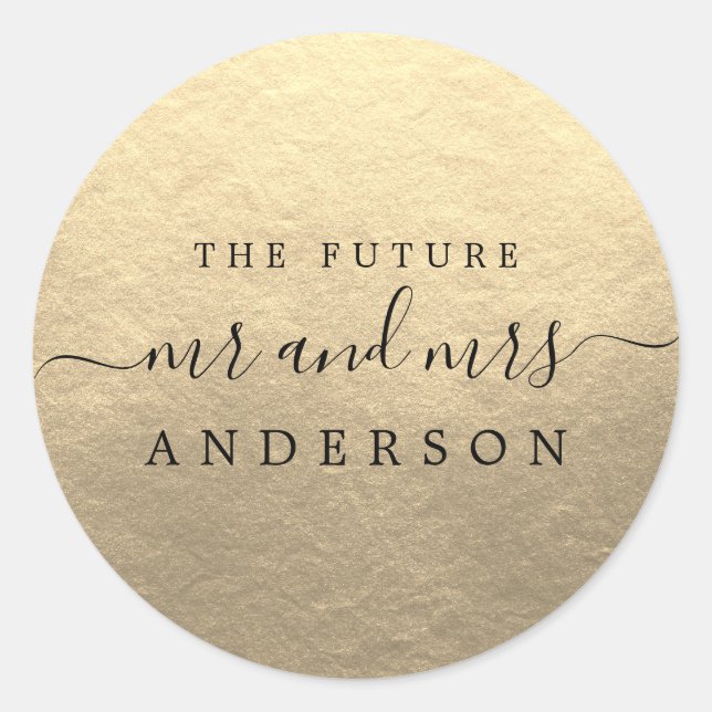 Future Mr Mrs Gold Wedding Sticker (Front)