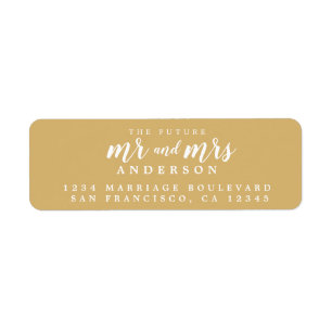 Future Mr Mrs Gold Yellow Wedding Return Address Label