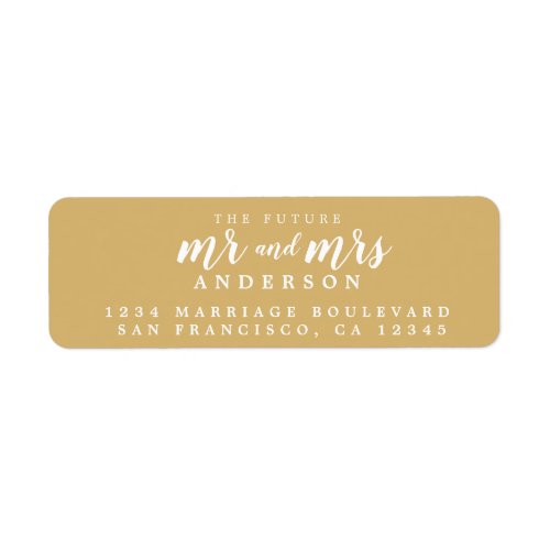 Future Mr Mrs Gold Yellow Wedding Return Address Label