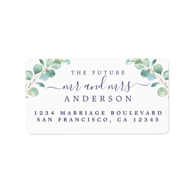 Future Mr Mrs Green Foliage Address Label (Front)