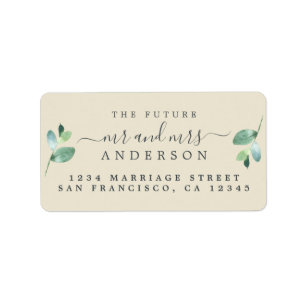 Future Mr Mrs Green Foliage Address Label