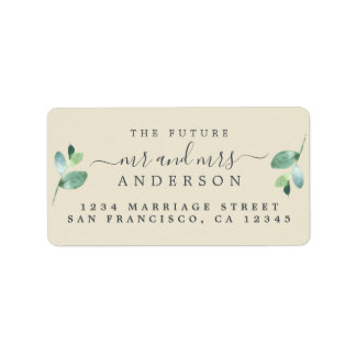 Future Mr Mrs Green Foliage Address Label