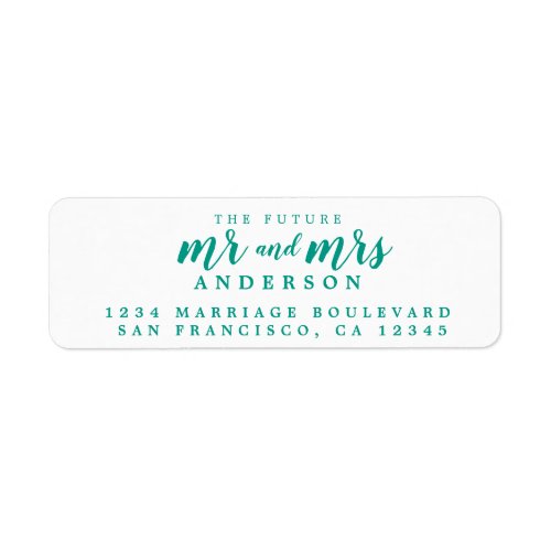 Future Mr Mrs Green Ink Script Return Address Label