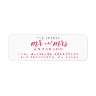 Future Mr Mrs Hot Pink Script Return Address Label