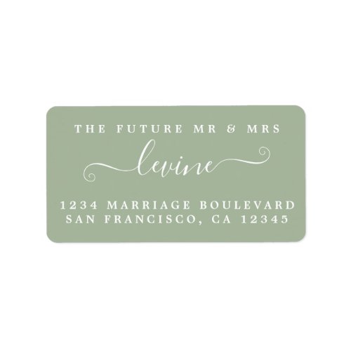 Future Mr Mrs Laurel Green Wedding Return Address Label