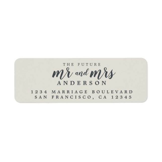 Future Mr Mrs Light Gray Wedding Return Address Label (Front)