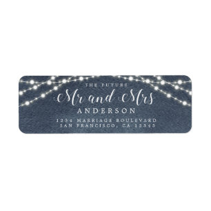 Future Mr Mrs Lights Blue Wedding Return Address Label