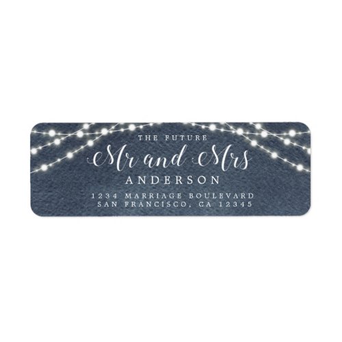 Future Mr Mrs Lights Blue Wedding Return Address Label