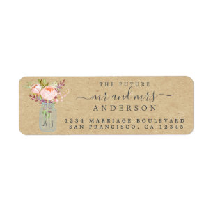 Future Mr Mrs Mason Jar Wedding Return Address Label