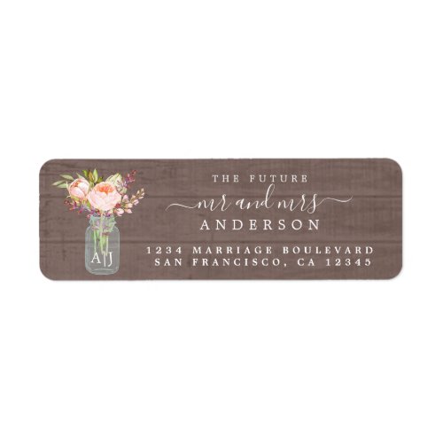 Future Mr Mrs Mason Jar Wedding Return Address Label