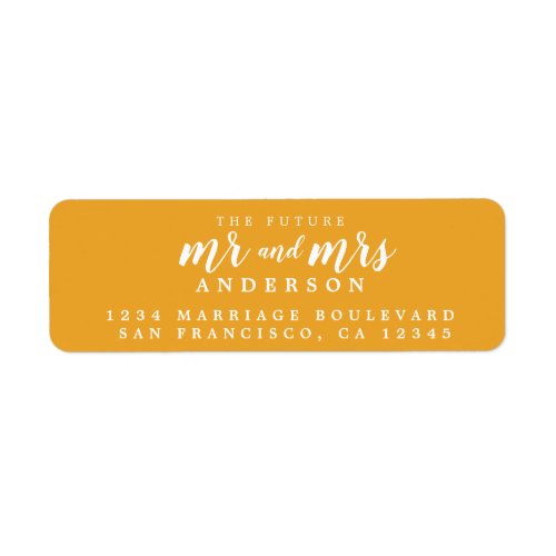 Future Mr Mrs Mellow Yellow Wedding Return Address Label