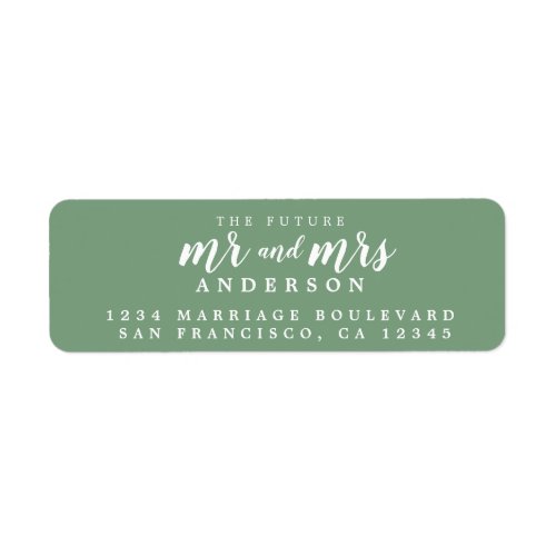 Future Mr Mrs Mineral Green Wedding Return Address Label