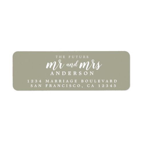 Future Mr Mrs Moss Gray Wedding Return Address Label