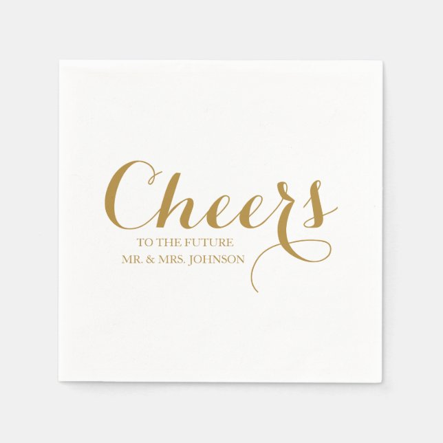 Future Mr & Mrs Name Minimalist Wedding White Napkins (Front)