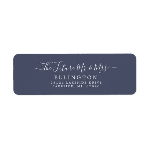 Future Mr  Mrs Navy Blue Return Address Label