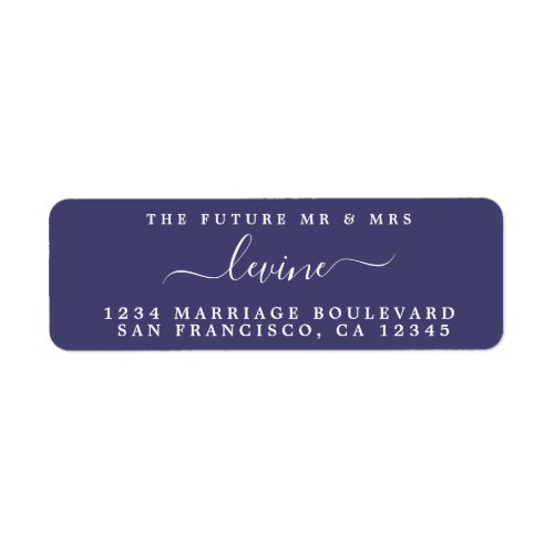 Future Mr Mrs Navy Blue Wedding Return Address Label