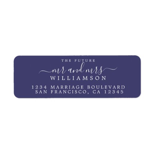 Future Mr Mrs Navy Blue Wedding Return Address Label