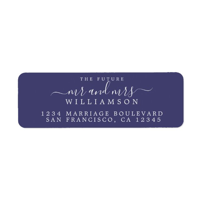 Future Mr Mrs Navy Blue Wedding Return Address Label (Front)