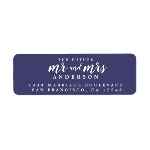 Future Mr Mrs Navy Blue Wedding Return Address Label