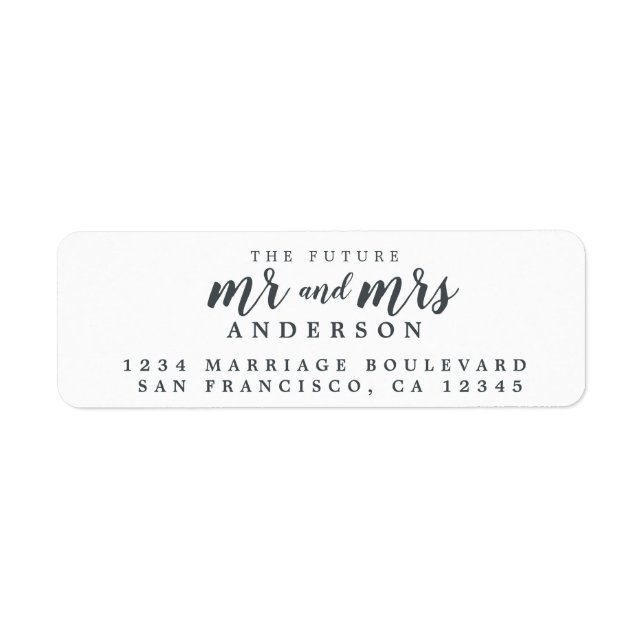 Future Mr Mrs Off-Black Script Address Label (Front)
