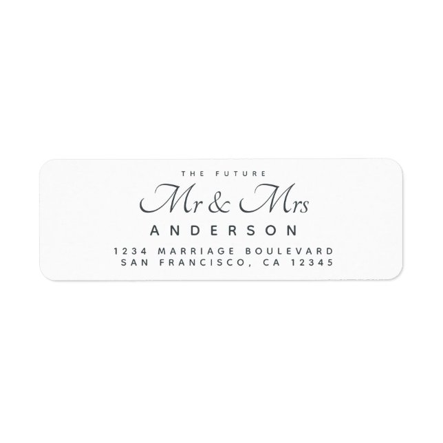 Future Mr Mrs Off-Black Script Address Label (Front)